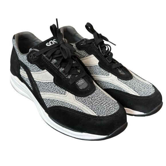 SAS Journey Mesh Sneakers Men 10 Black Suede Lace Up Athletic Comfort Shoes - Picture 1 of 12